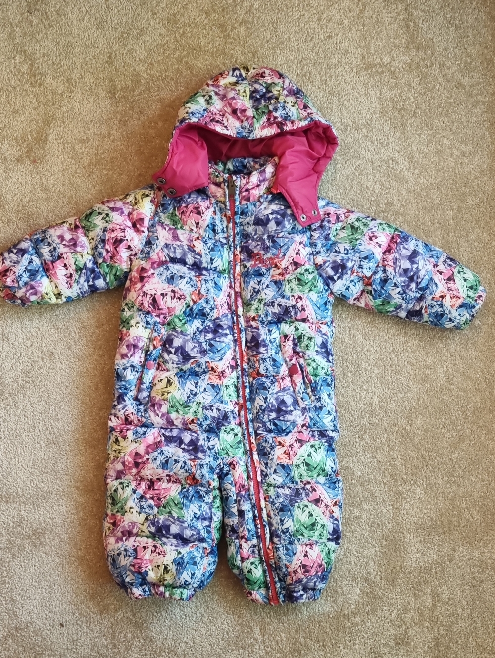 Diesel Baby Hooded Diamond Print Insulated Bunting Snowsuit 24M